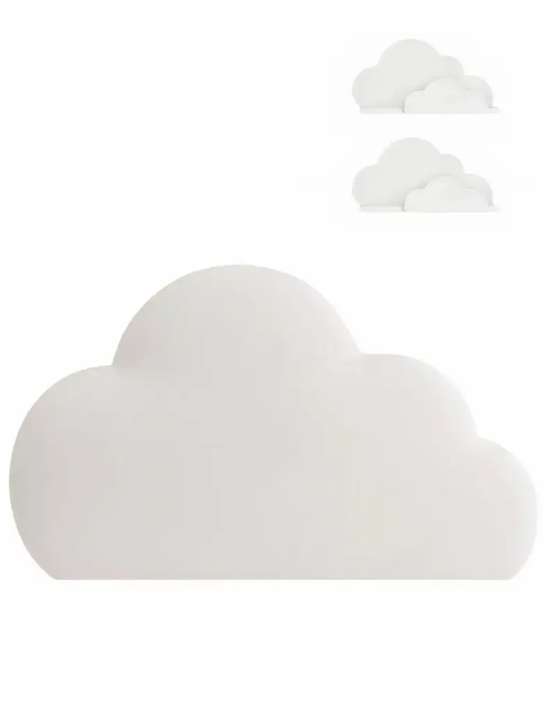 Cabecera COZY CLOUD, Cabecera de diseño para bebes y niños, incluye Cabecera de nube de tapicería de alta calidad+ 2 Repisas