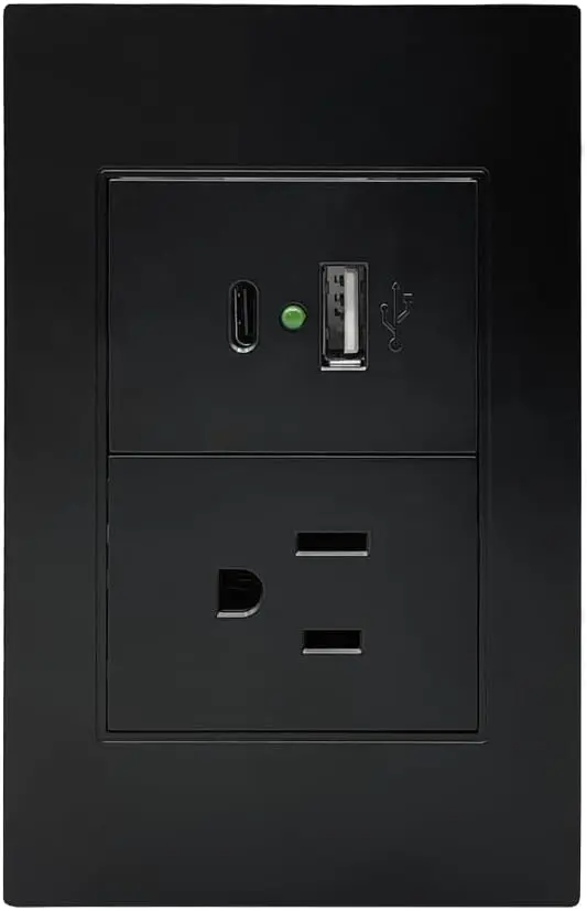 Tapa de contacto USB + USB tipo C + Enchufe para panel MODERN LUXURY. Agregale funcionalidad a tu cabecera y olvidate de los enchufes dificiles de accesar Éste accesorio solo se puede pedir al momento de hacer 
